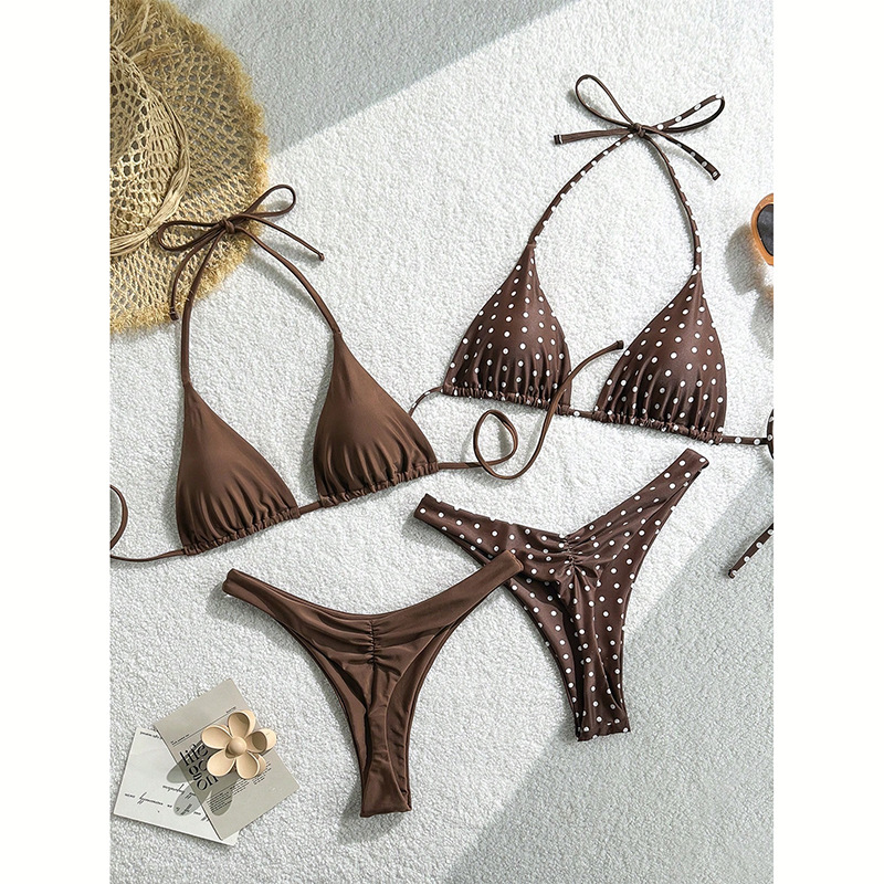 Thong Bikini Women - Sexy zweiteiliger Polka-Dot-Triangel-Bikini-Set für Damen, Strand-
