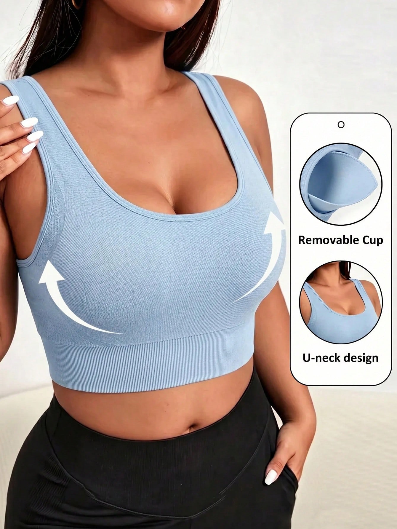 Push Up Bra Padded - Nahtloser Sport-BH in Übergröße für Damen,