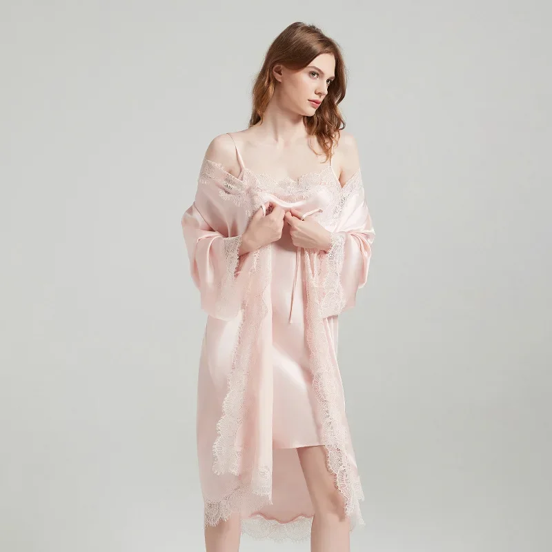 Spitzenbesetztes Seiden-Nachth – Robe Silk Women Bewertung und Preis