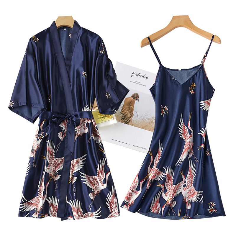 Burgund Frauen 2PCS Faux Silk  – Robe Silk Women Bewertung und Preis